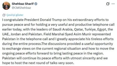 Pakistan Başbakanı Şahbaz Şerif, ABD Başkanı Donald Trump’ı barışı teşvik