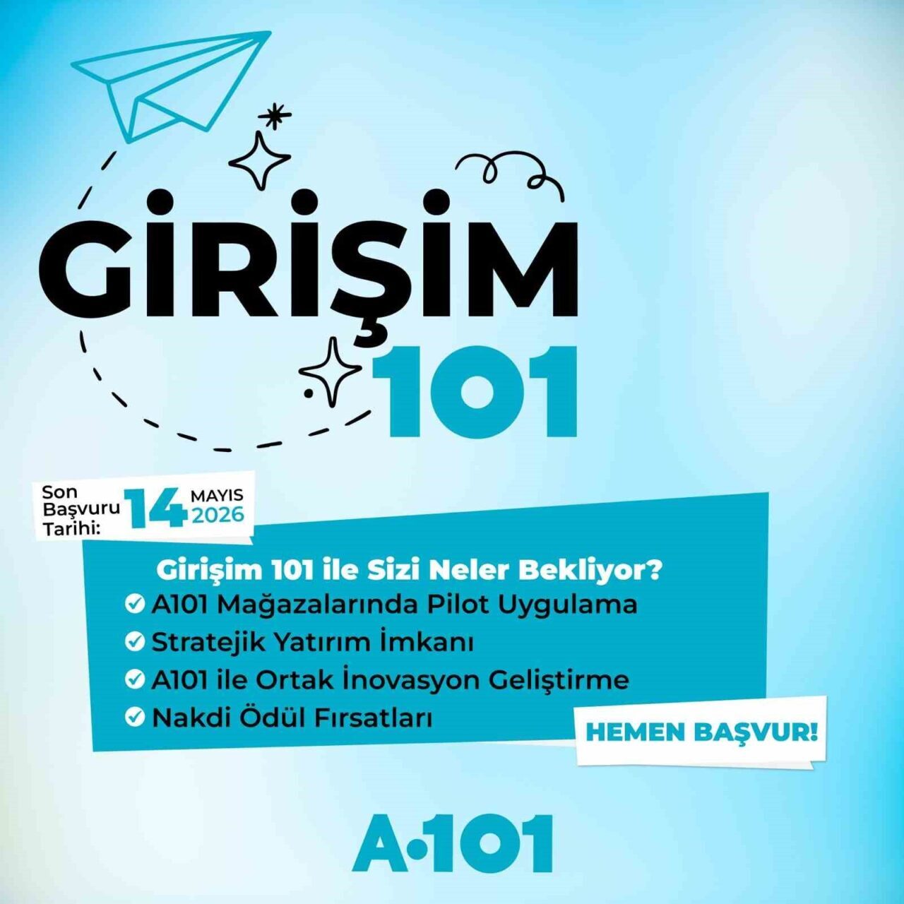 A101, perakendenin geleceğini birlikte inşa edeceği girişimcileri arıyor. Bu yıl