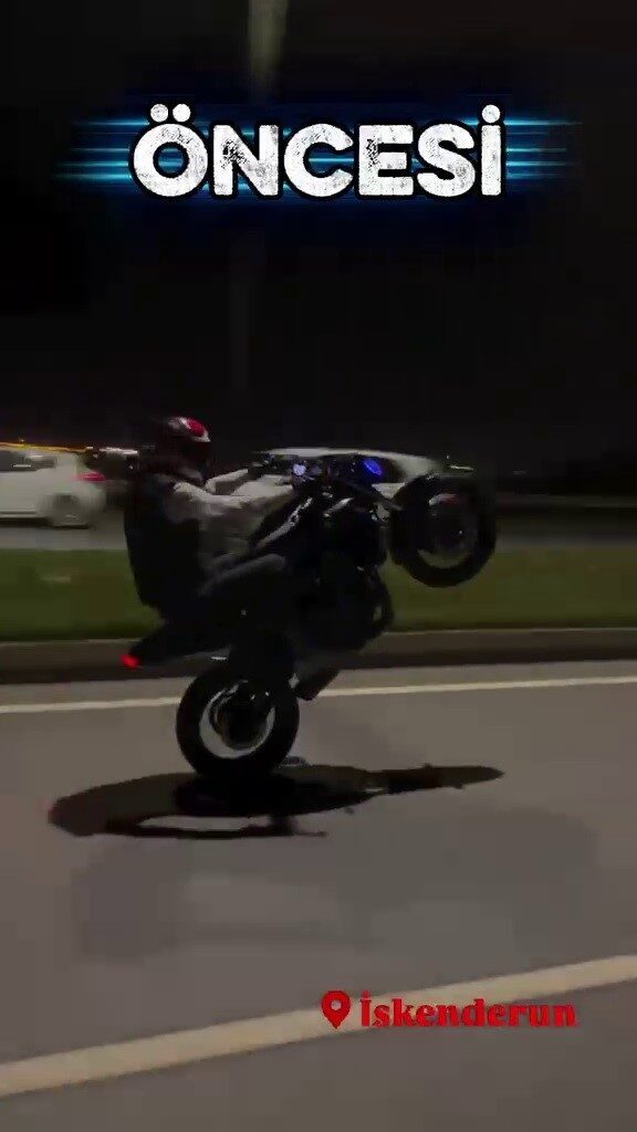 Hatay’da plakasını söktüğü motosikletle akrobatik şovlar yapan ve o anları