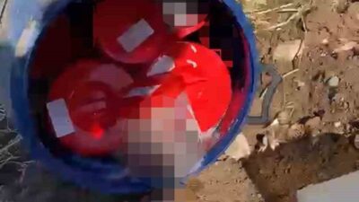 Şanlıurfa’da mezarlıkta bir bidonun içerisindeki plastik kutularda 21 cenin bulundu.