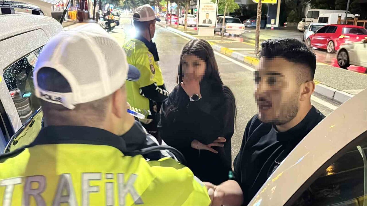 Aksaray’da helezonu kesik ve camları filmli araçla polisin uygulamasına takılan