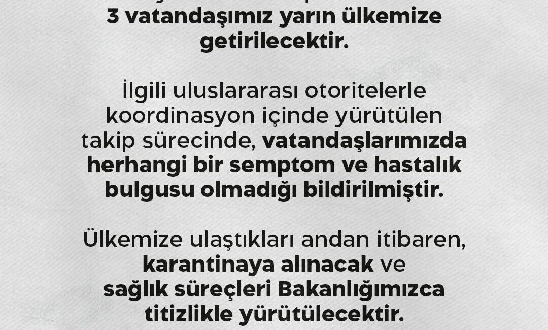 Sağlık Bakanlığından yapılan açıklamada “Uluslararası bir seyahat gemisinde bulunan ve