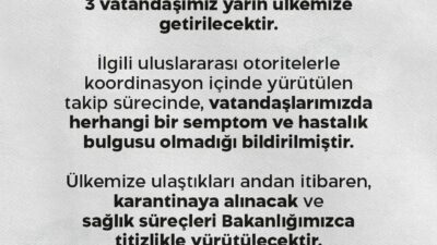Sağlık Bakanlığından yapılan açıklamada “Uluslararası bir seyahat gemisinde bulunan ve