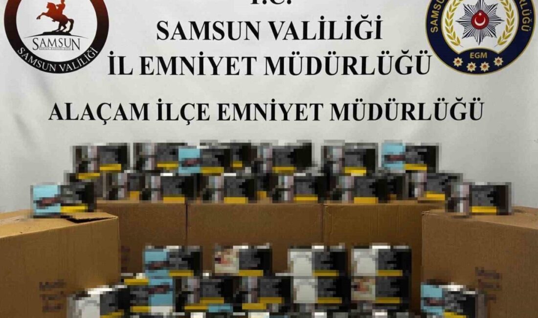 Samsun’un Alaçam ilçesinde polis ekiplerince durdurulan bir araçta 50 bin