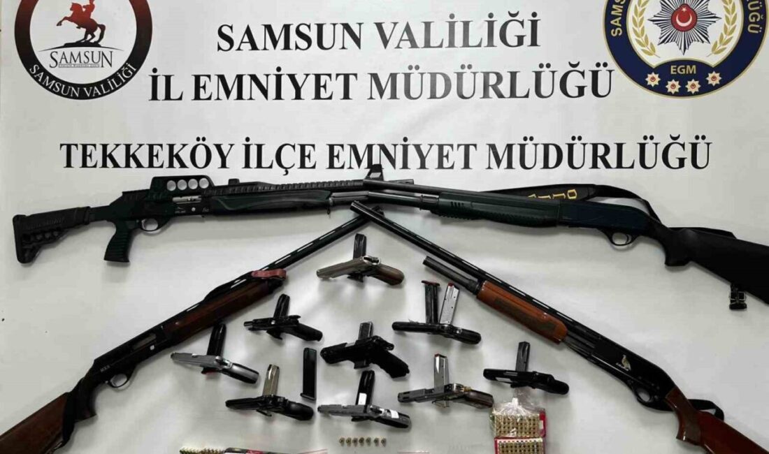Samsun’un Tekkeköy ilçesinde düzenlenen operasyonda çok sayıda ruhsatsız silah ve