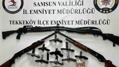 Samsun’un Tekkeköy ilçesinde düzenlenen operasyonda çok sayıda ruhsatsız silah ve