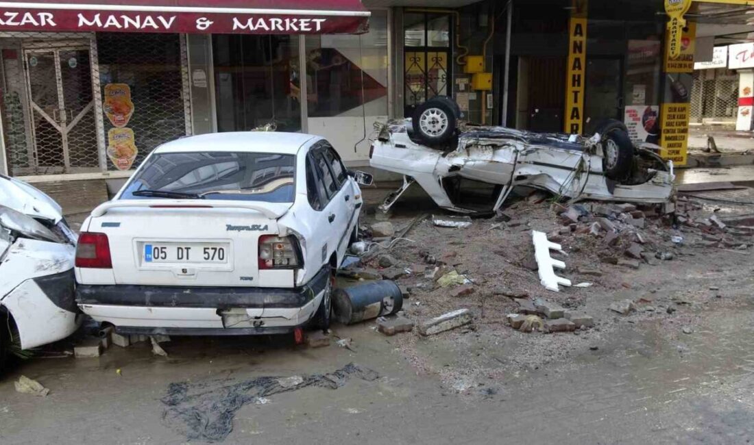 Samsun’un Havza ilçesinde etkili olan sağanak yağışın ardından meydana gelen