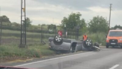 Kırklareli’nin Lüleburgaz ilçesinde kontrolden çıkan otomobilin takla atması sonucu sürücü