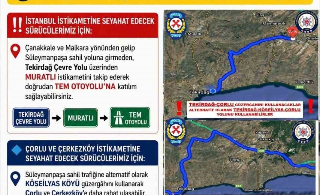 Tekirdağ İl Emniyet Müdürlüğü, Kurban Bayramı tatili dönüşü sebebiyle kent