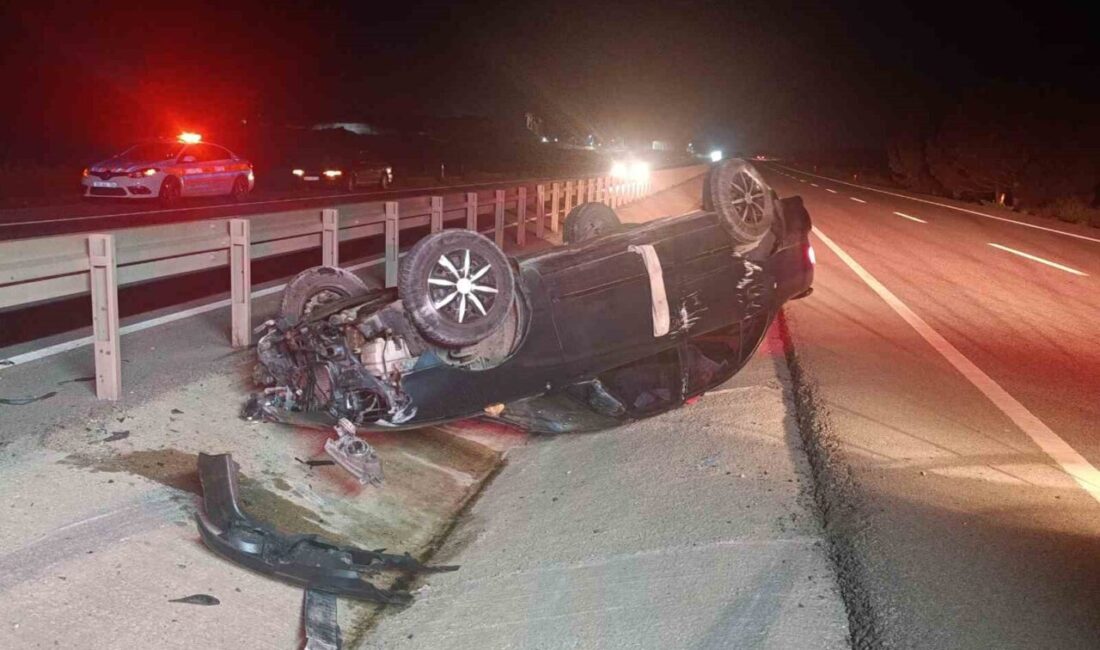 Tekirdağ’ın Saray ilçesinde otomobilin takla atması sonucu meydana gelen trafik