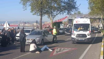 Tekirdağ’da meydana gelen trafik kazasında otomobil ile çarpışan motosikletin sürücüsü