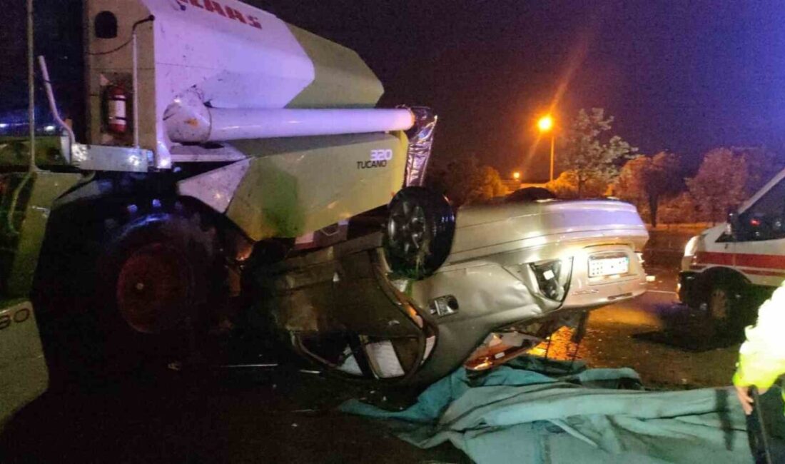 Tekirdağ’ın Çorlu ilçesinde yoldan çıkarak takla atan otomobilin fuar alanında