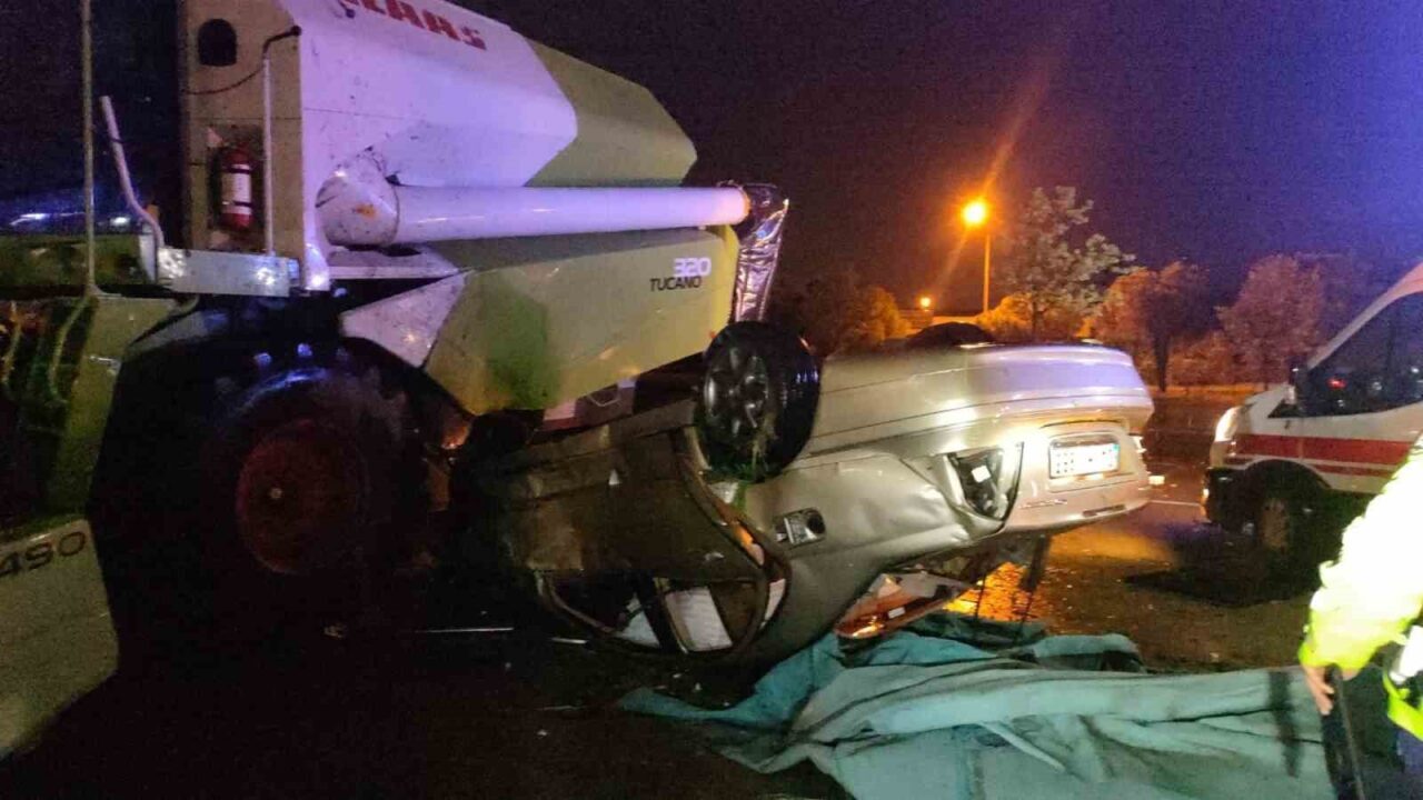 Tekirdağ’ın Çorlu ilçesinde yoldan çıkarak takla atan otomobilin fuar alanında