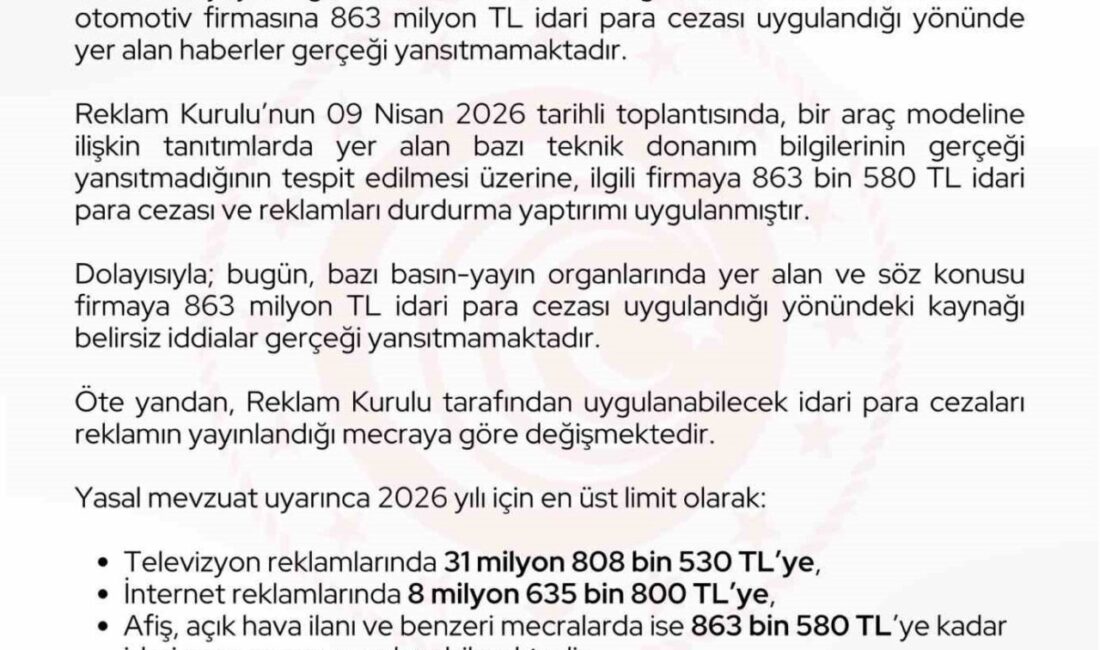 Ticaret Bakanlığı, bazı basın yayın organlarında, Ticaret Bakanlığı Reklam Kurulu