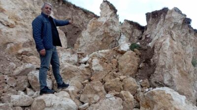 Tokat’ın Kayasuyu köyünde meydana gelen küçük çaplı heyelan köy sakinlerini