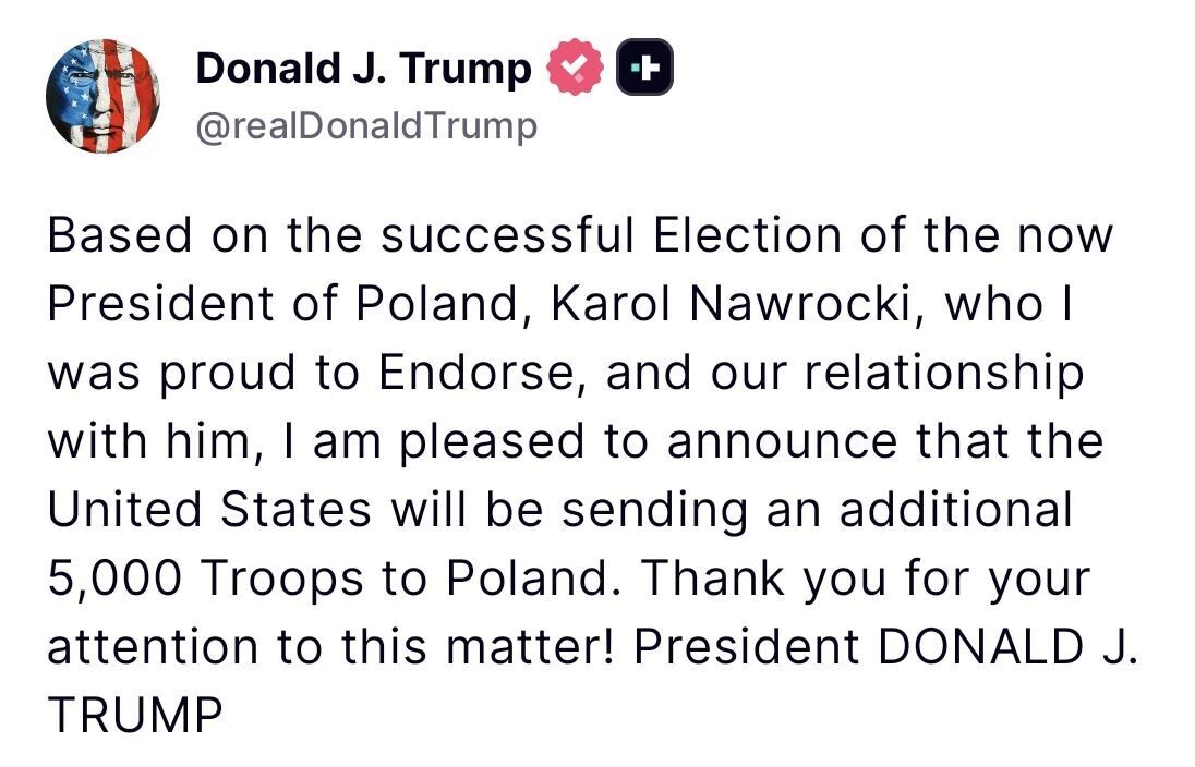 ABD Başkanı Donald Trump, Polonya’ya 5 bin ek asker göndereceklerini