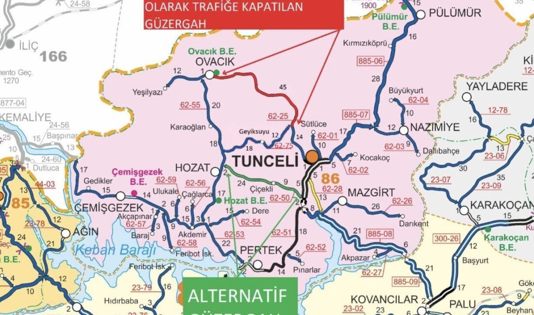 Tunceli-Ovacık karakolunun 32. kilometresinde yol genişletme çalışmaları kapsamında kontrollü patlama