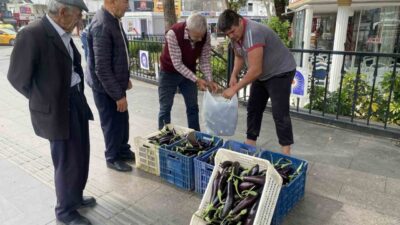 Antalya’da bir üretici maliyetini kurtarmadığı gerekçesiyle tonlarca patlıcanı halka ücretsiz