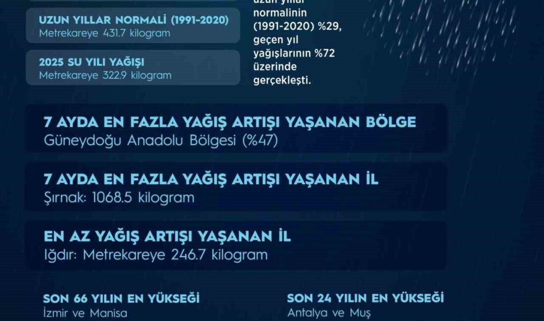 Meteoroloji Genel Müdürlüğü verilerine göre son 7 aylık dönemdeki yağışlar,