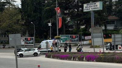 Bilecik’te seyir halinde aniden yola çıkan yayaya çarpmamak için direksiyon