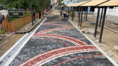 Aydın’ın Yenipazar ilçesinde Aydın Büyükşehir Belediyesi iş birliğinde yürütülen parke