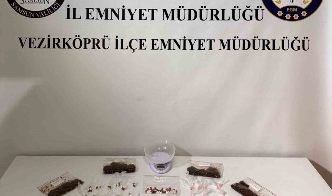 Samsun’un Vezirköprü ilçesinde narkotik ekiplerince düzenlenen operasyonda satışa hazır uyuşturucu
