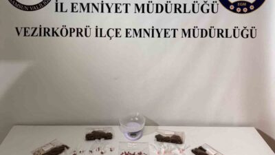 Samsun’un Vezirköprü ilçesinde narkotik ekiplerince düzenlenen operasyonda satışa hazır uyuşturucu