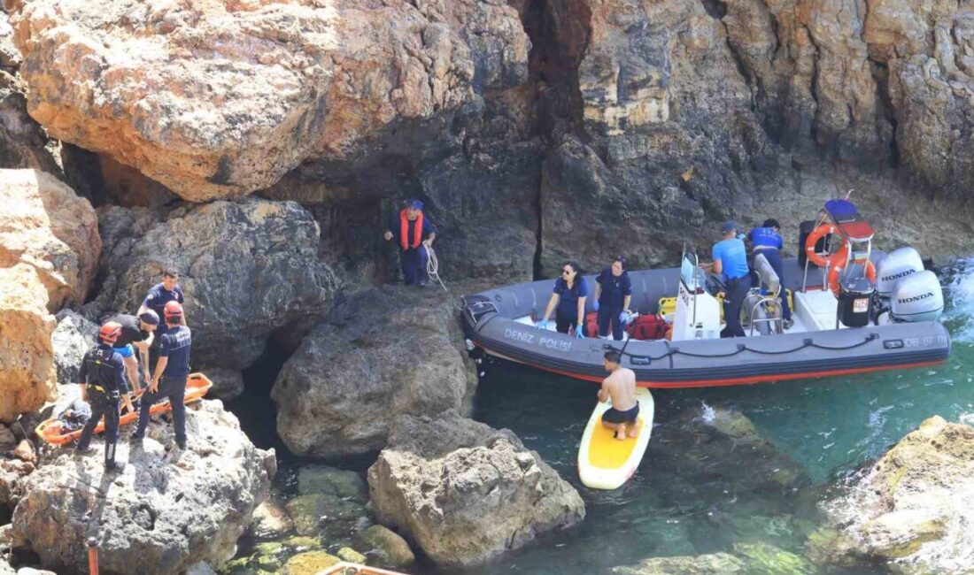 Antalya’da zıpkınla balık tutmak için falezlerden aşağıya inerken düşerek yaralanan