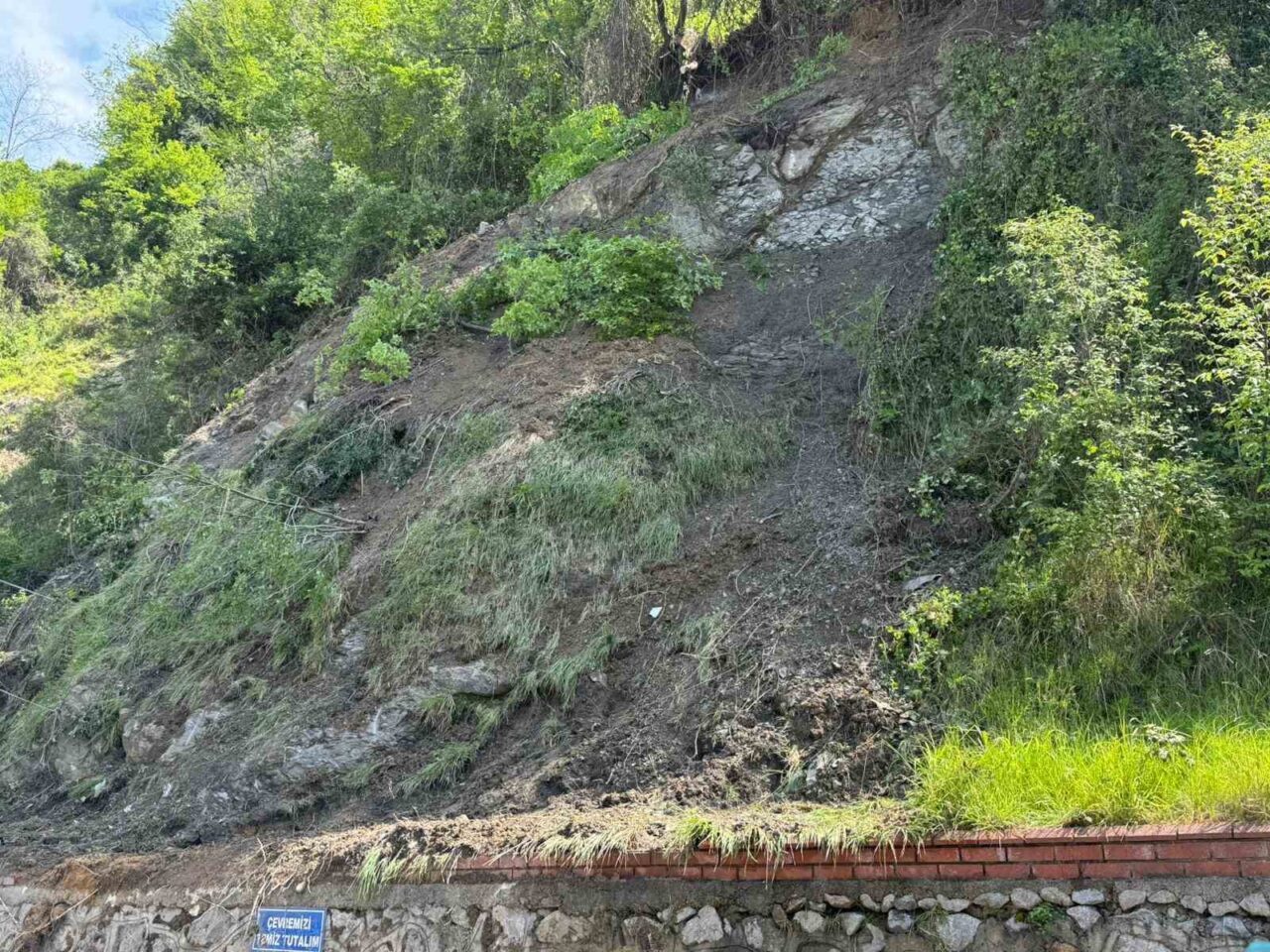 Zonguldak’ta 100. Yıl Şehirlerarası Otobüs Terminali’nde heyelan meydana geldi. Ağaç
