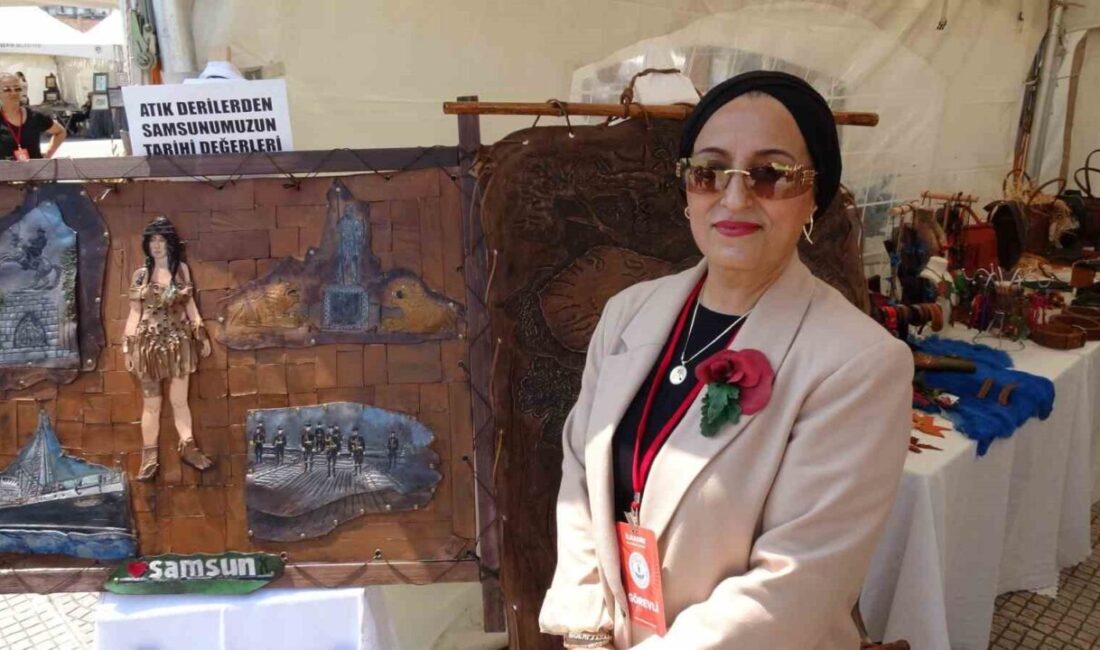 Samsun’da Hayat Boyu Öğrenme Haftası kapsamında açılan sergide, atık derilerden