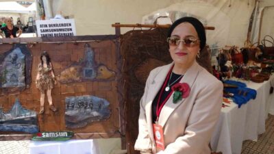 Samsun’da Hayat Boyu Öğrenme Haftası kapsamında açılan sergide, atık derilerden