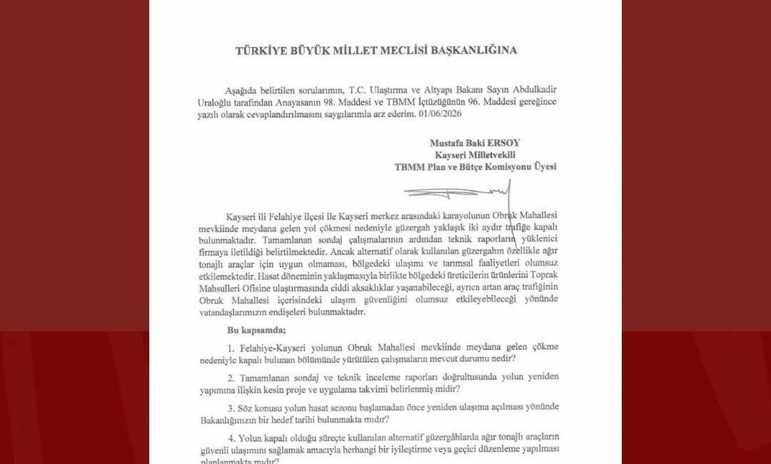 Milliyetçi Hareket Partisi (MHP) Kayseri Milletvekili Baki Ersoy, Felahiye Obruk