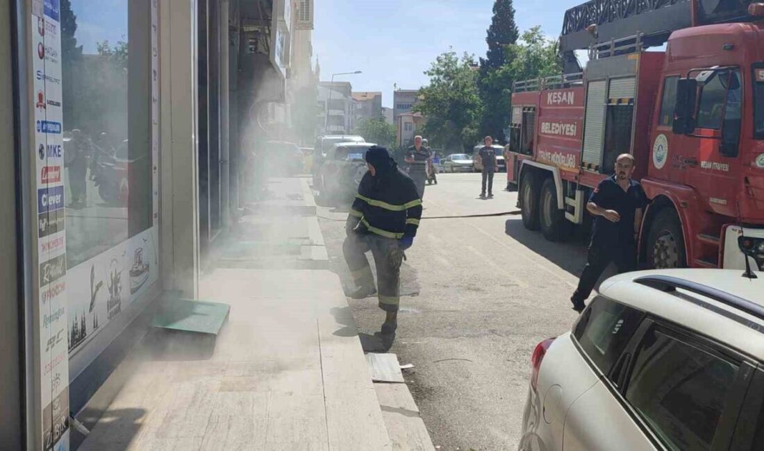 Edirne’nin Keşan ilçesinde bir apartmanın bodrum katındaki saunada çıkan yangında
