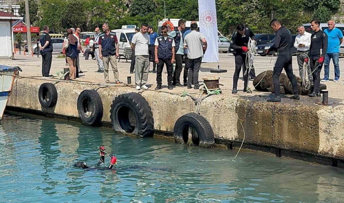 Bartın’ın Amasra ilçesinde Çevre Haftası nedeniyle düzenlenen etkinlikte dalgıçlar denizdeki
