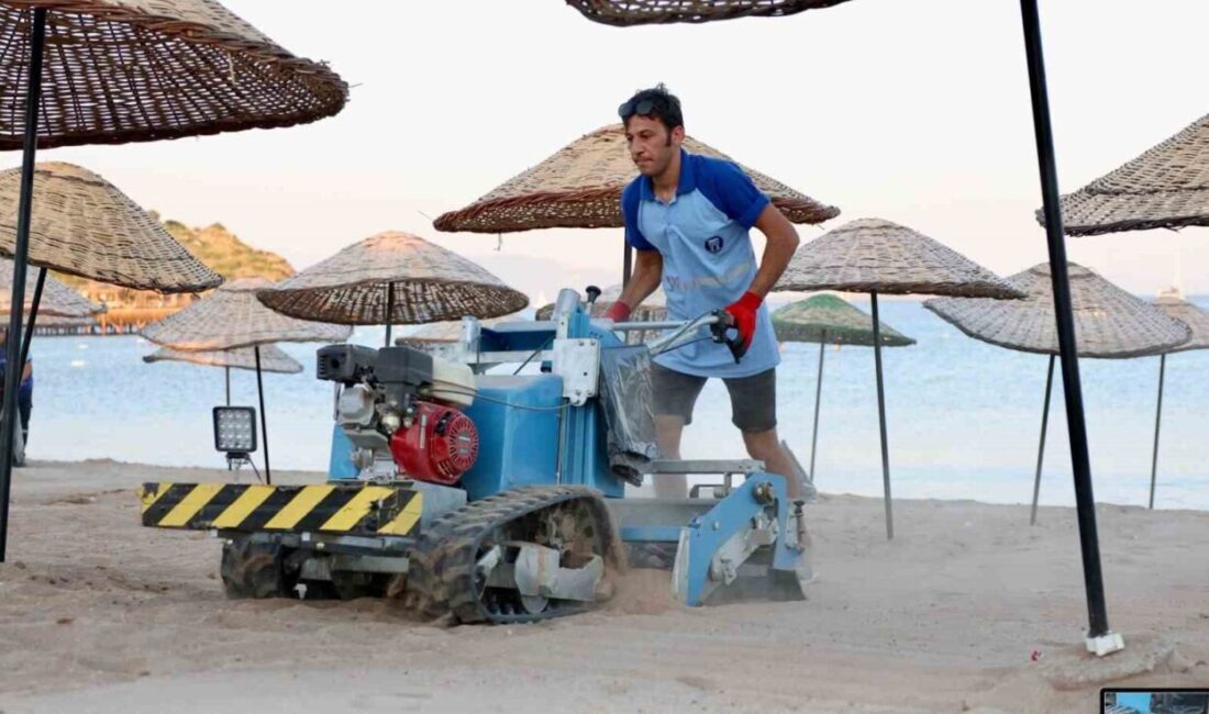 Didim Belediyesi ekipleri tarafından kent genelindeki plajlarda kum eleme ve