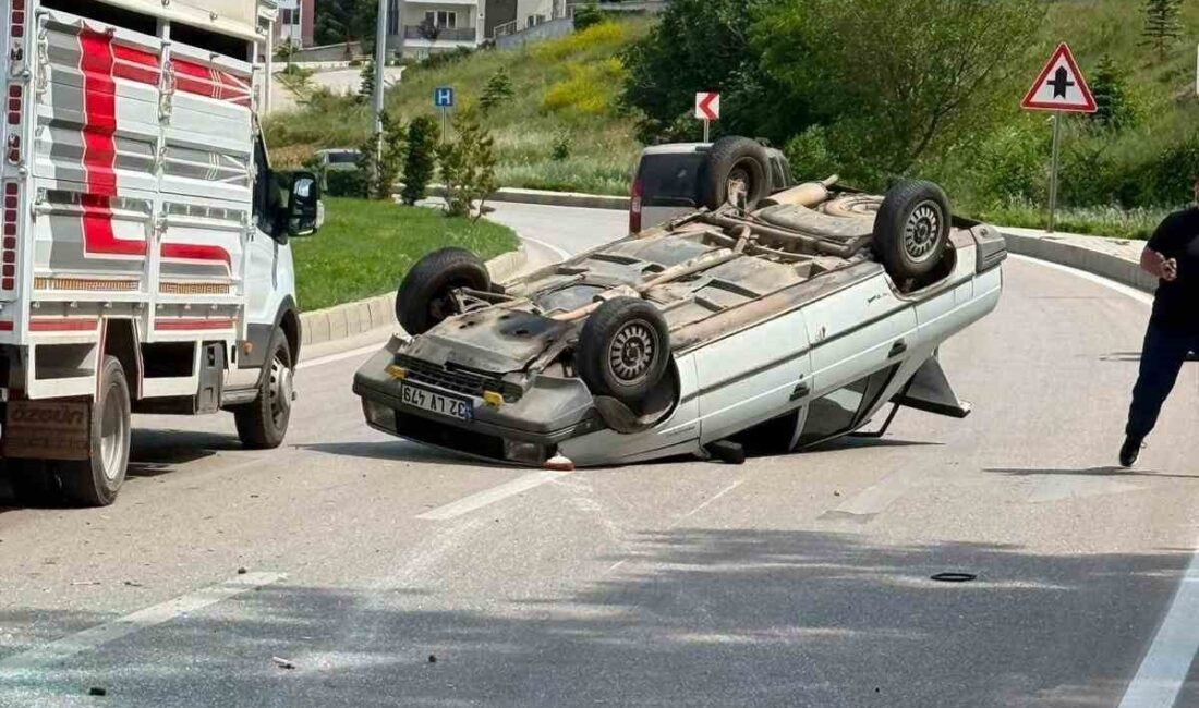 Isparta’nın Eğirdir ilçesinde bir otomobil kontrolden çıkarak takla attı. Kazada