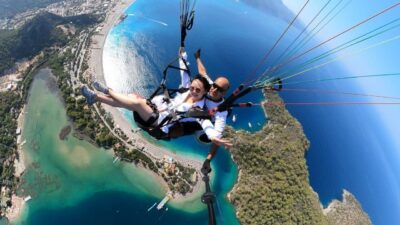 Kurban Bayramı tatilini fırsat bilen adrenalin tutkunları Muğla’nın Fethiye ilçesinde