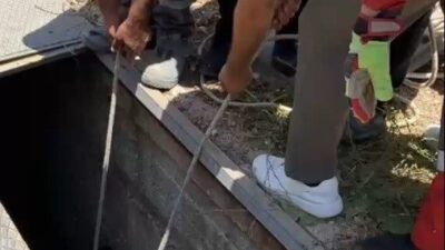 Muğla’nın Bodrum ilçesinde yaklaşık 3 metre derinliğindeki arıtma su hattının