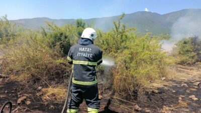 Hatay’ın Kırıkhan ilçesinde bahçede çıkan yangın, itfaiye ekiplerinin hızlı müdahalesiyle