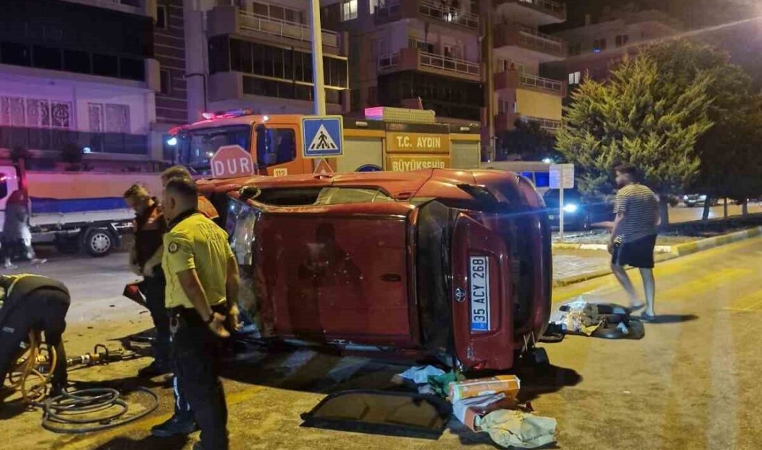 Aydın’ın Kuşadası ilçesinde kontrolden çıkarak takla atan otomobilin sürücüsü yaralandı.