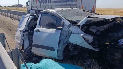 Mardin’in Nusaybin ilçesinde kontrolden çıkarak refüje çarpan otomobildeki 1 kişi