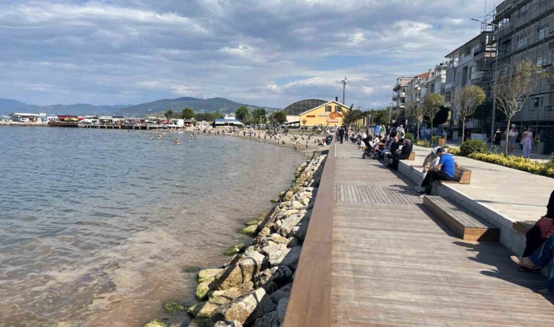 Bursa’nın Mudanya sahilinde son günlerde deniz yüzeyinde oluşan turuncu-kahverengi tabaka