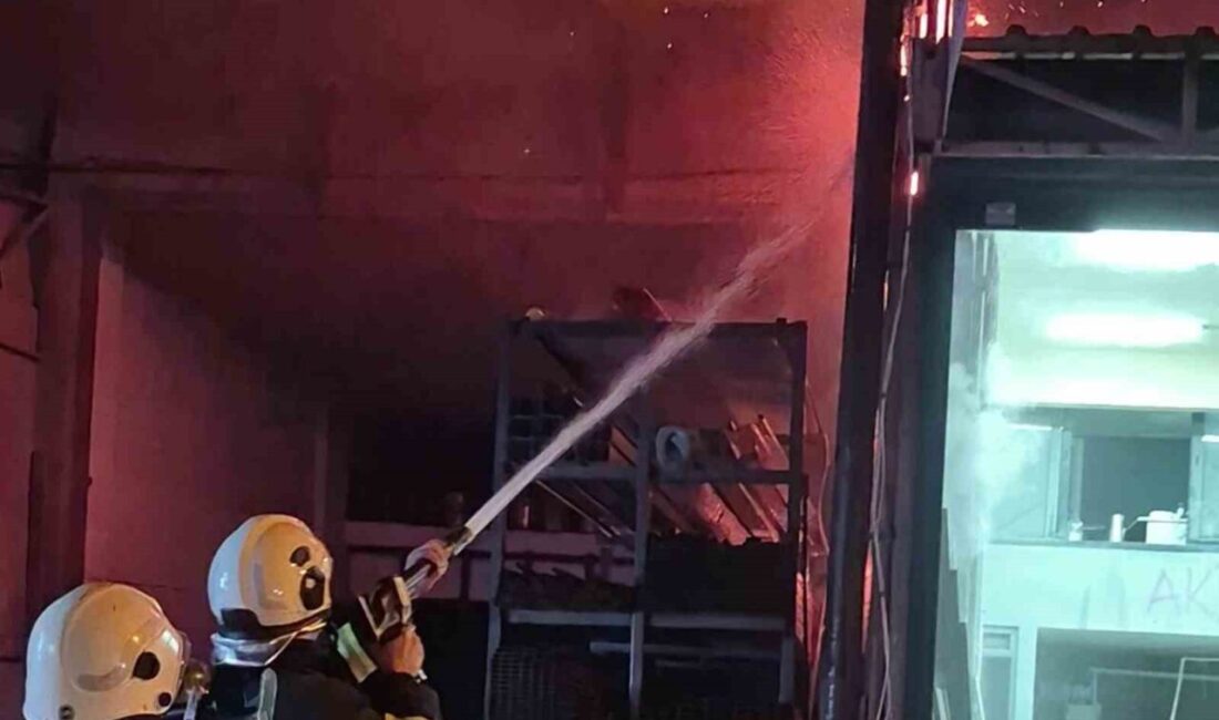 Ordu’nun Ünye ilçesinde sanayi sitesindeki bir iş yerinde çıkan yangın,