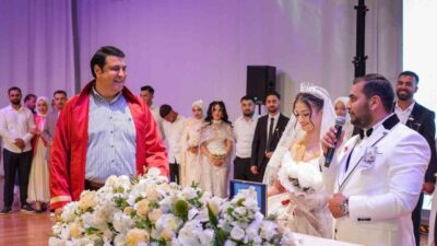 Şehitkamil Belediyesi tarafından düzenlenen toplu nikâh töreninde 51 çift hayatlarını