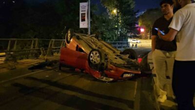 Şişli’de alkollü olduğu öğrenilen sürücü yoluna çıkan köpeğe çarpmamak için