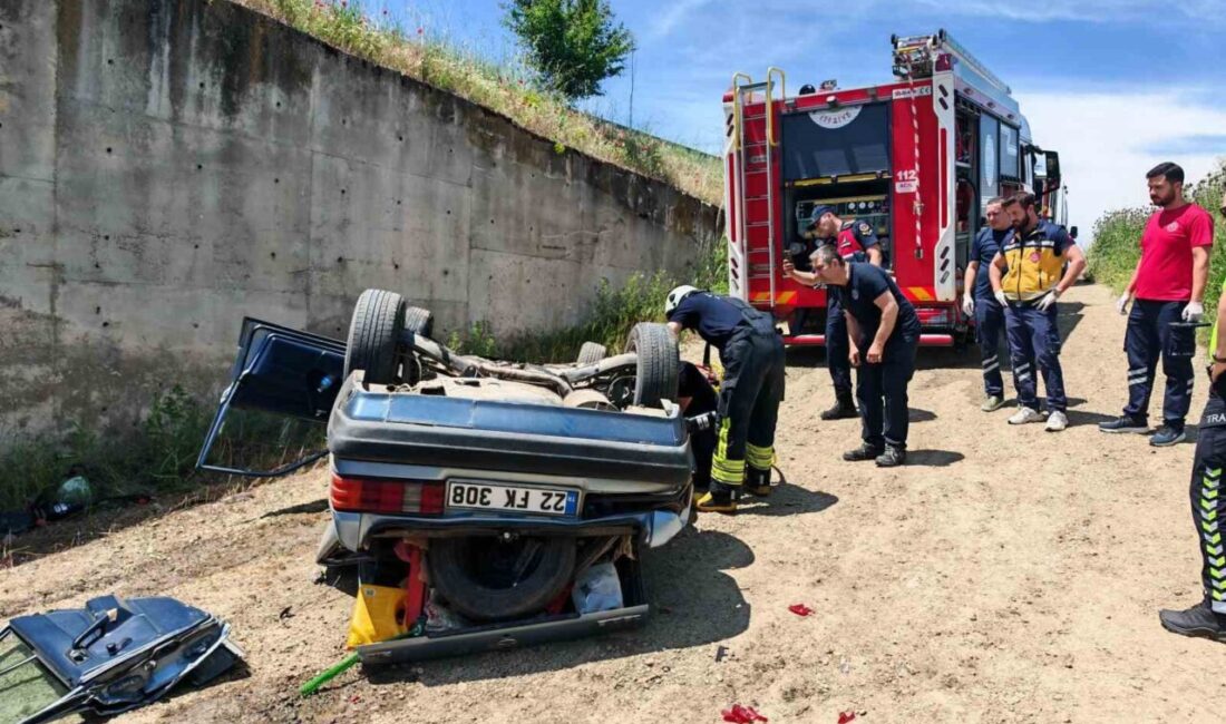 Tekirdağ’ın Malkara ilçesinde kontrolden çıkan otomobilin yaklaşık 3 metrelik menfeze