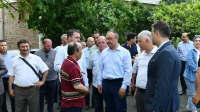Tekirdağ Valisi Recep Soytürk, Şarköy ilçesine bağlı Uçmakdere Mahallesi’nde incelemelerde