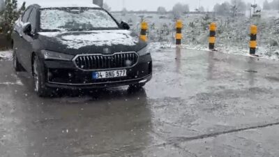 Ardahan’ın Posof ilçesinde yaylada hayvanlarını otlatan vatandaşlar, aniden bastıran karla