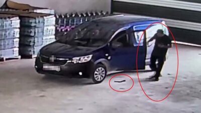 Hatay’ın Samandağ ilçesinde hafif ticari araca giren yılanın, sürücüyü korkuttuğu