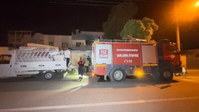 Şanlıurfa’nın Ceylanpınar ilçesinde gece saatlerinde bir evden yükselen alevler mahalleliyi
